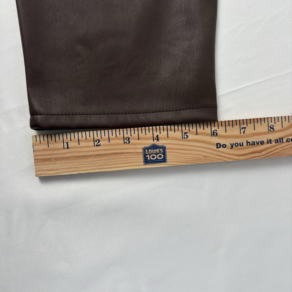 Bar III Edgy Chic Dark Brown | Coffee Faux Leather Button Pants Women Size 8 - Picture 11 of 12
